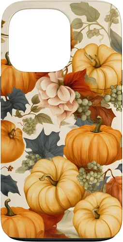 Vista 10 de Funda de estilo vintage para iPhone 16 con hojas de otoño y calabazas