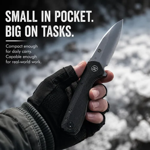 Vista 7 de Holtzman's Gorilla Survival Cuchillo plegable campesino con mango táctico G10, hoja de acero D2, juego de caja de regalo (negro) - Ideal para llevar