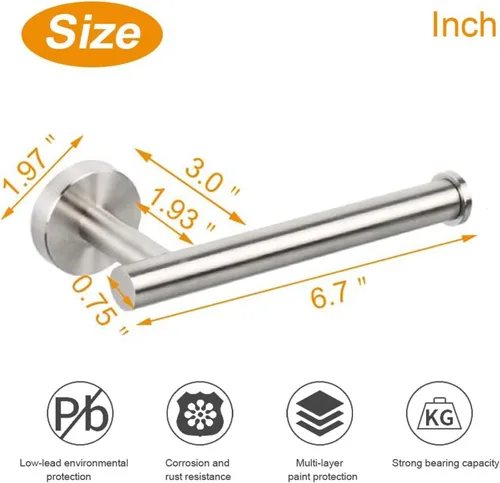 Vista 5 de TocTen Soporte de papel higiénico, soporte para rollo de papel higiénico montado en la pared para baño, dispensador de papel de perforación de acero