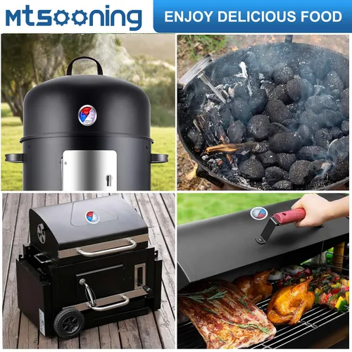 Vista 5 de Termómetro medidor para barbacoa, 2 pulgadas/52mm de acero inoxidable, temperatura de parrilla, indicador de Fahrenheit y calor para ahumador