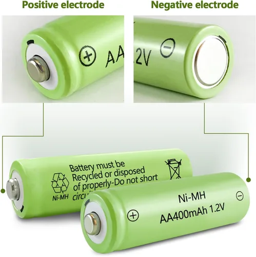 Vista 4 de JINTION Baterías AA recargables solares Ni-MH doble A 400 mAh paquete de 8 solar lights solar lanter replacement battery High Capacity 1.2V