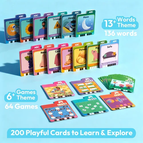 Vista 2 de Tarjetas parlantes educativas lalalark para niños de 3, 4, 5 años, juguetes de aprendizaje para niños con 136 palabras visuales y 64 juegos, juguete