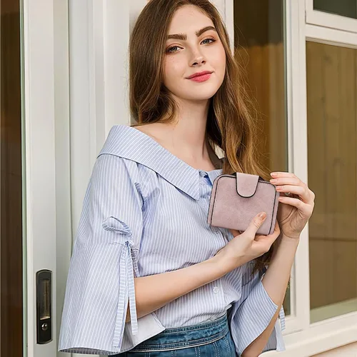 Vista 6 de Cartera de piel sintética para mujer, elegante cartera con múltiples ranuras para tarjetas, bolsillo con cremallera, compartimento para efectivo
