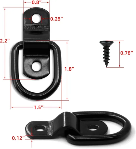 Vista 2 de 12 anclajes de amarre de anillo en D de 1/4 de pulgada, anillos de anclaje de remolque resistentes de 2400 libras para remolque, camión, cama
