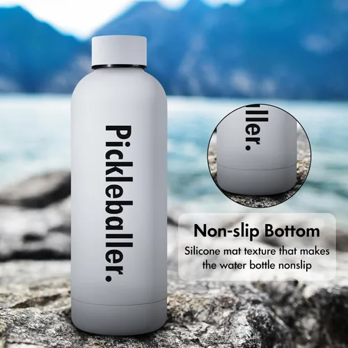 Vista 5 de Generic Botella de agua de pickleball – 16 onzas, blanco, plástico, deportes, pickleball, actividades al aire libre, libre de BPA, reutilizable