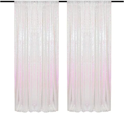 Vista 41 de Cortinas de Fondo de Lentejuelas Negras Cortinas Brillantes con Purpurina 2FTx8FT 2 Paneles para Decoraciones de Bodas Fiestas de Cumpleaños