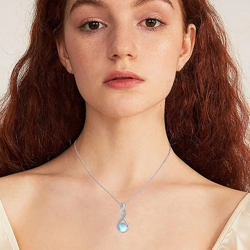 Vista 6 de Twoowl Collar de nudo celta de plata de ley 925 collar con colgante irlandés de buena suerte joyería de piedra lunar infinita regalos para mujeres