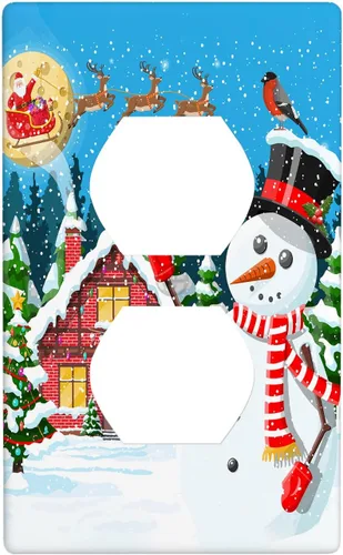 Vista 25 de Cubierta de interruptor de luz dúplex de 1 banda, cubierta decorativa de Navidad con copos de nieve rojos, placa frontal decorativa para cocina