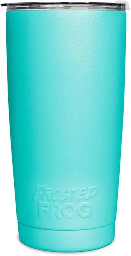 Vista 15 de Frosted Frog Vaso negro de 20 onzas con aislamiento al vacío con popote de acero inoxidable