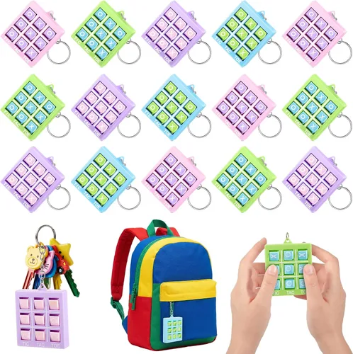 Vista 8 de Hicarer Llavero de juego de 8 piezas de Tic Tac Toe para niños de 4 a 8 a Ret