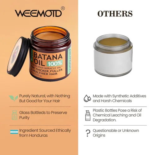 Vista 3 de WEEMOTD Aceite de batana 100% crudo para cabello, aceite acondicionador sin