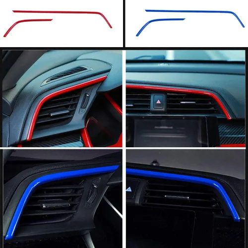 Vista 5 de Para Honda 10th Civic 2016 ~ 2021, juego completo de paneles de instrumentos para interiores de automóvil, panel de instrumentos decorativo, consola