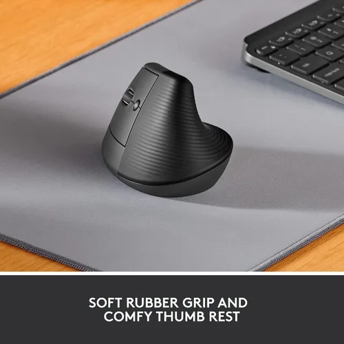 Vista 6 de Logitech Ratón ergonómico vertical de elevación, inalámbrico, Bluetooth o Logi Bolt receptor USB, clics silenciosos, 4 botones y mouse ergonómico
