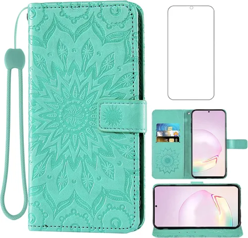 Vista 14 de Funda para teléfono Samsung Galaxy Note 20 Ultra Glaxay Note20 Plus 5G con protector de pantalla de vidrio templado, funda delgada de cuero con Oro
