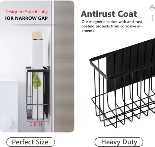 Vista 5 de Organizador magnético para refrigerador, cesta magnética, organizador de cocina, bolsa de metal con cierre hermético