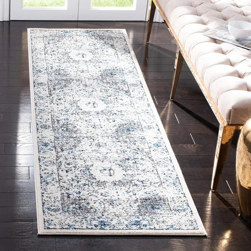Vista 14 de SAFAVIEH Evoke Collection EVK220B Medallón oriental shabby chic de 2'2" x 4', color gris/dorado, no desprende pelusa, alfombra de acento para sala
