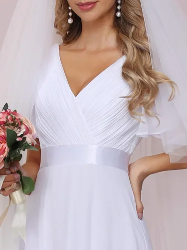 Vista 4 de Ever-Pretty - Vestido largo de noche, con cuello en V y manga corta para mujer, 09890