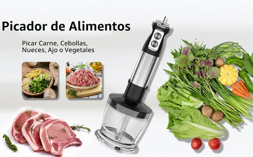 Vista 7 de Batidora de inmersión de mano, mezclador de mano 5 en 1 eléctrico de mano para cocina, batidora de emulsión de mano con cable con vaso