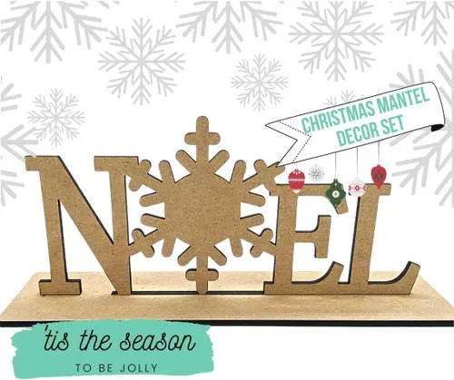 Vista 2 de Decoración de mantel Noel Decoraciones de mantel de madera Decoración navideña de madera Decoración de chimenea Decoración de ventana