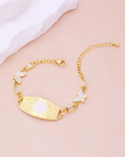 Vista 7 de JUST MEET YOU Pulseras de alerta médica para mujeres y niñas, pulseras de identificación médica de acero inoxidable personalizadas para mujeres