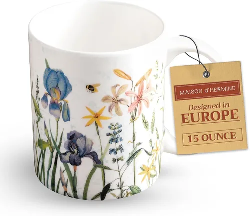 Vista 79 de Maison d' Hermine Taza de café con asas, tazas de porcelana fina de hueso, paquete de una taza de té para bebidas calientes, capuchino, latte