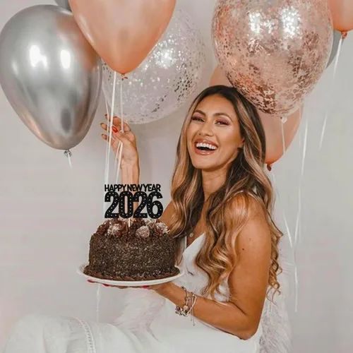 Vista 7 de Rsstarxi 1 paquete de decoración para tartas de Año Nuevo 2024 con purpurina para decoración de pasteles de Año Nuevo 2024, decoración para pasteles