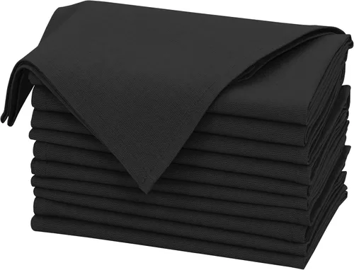 Vista 21 de Ruvanti Juego de 6 Servilletas de Lino, Servilletas de Tela de 18x18 pulgadas, Servilletas de Tela de Mezcla de Algodón y Lino Lavables, Suaves Negro