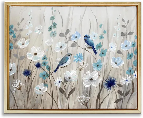 Vista 34 de Birds Floral Meadow Blossoms, 16 x 20 Inch Canvas in Floater Frame Stupell Industries · By Nan · Ready to hang once unboxed · Made in USA