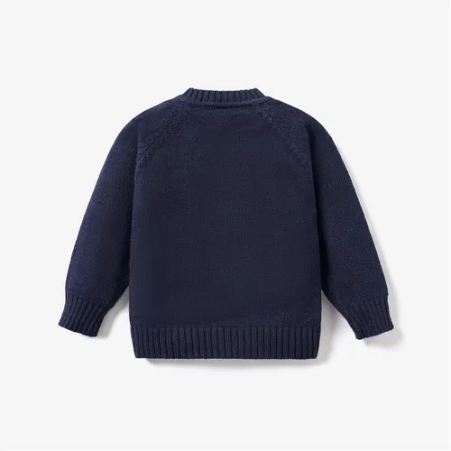 Vista 2 de PATPAT Baby Pullover Crewneck Sweater Long Sleeve Solid Color Infant Fall Winter Warm Clothes
