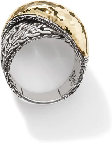 Vista 5 de John Hardy Anillo cruzado de plata y oro de 18 quilates martillado para mujer