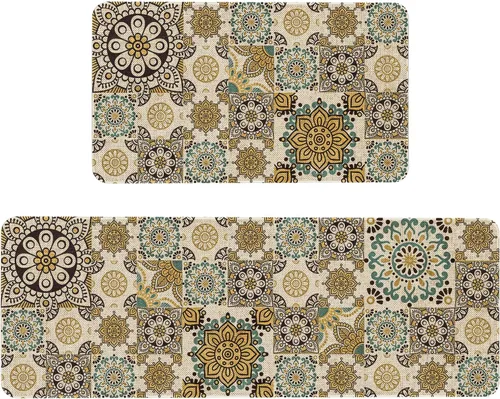 Vista 8 de Mloabuc® Tapete decorativo de flores, tapetes de cocina de arpillera de arpillera para mujer, accesorios de cocina para exteriores, 17 x 30 pulgadas