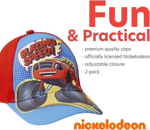 Vista 3 de Nickelodeon Blaze & The Monster Machines - Juego de 2 gorras de béisbol de algodón (edades 2-4)
