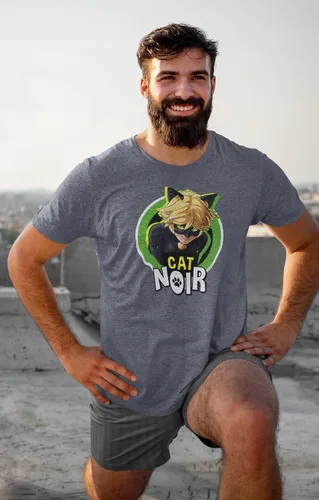 Vista 6 de Miraculous Ladybug and Cat Noir Merch Adrien Hero Graphic Camiseta para hombre