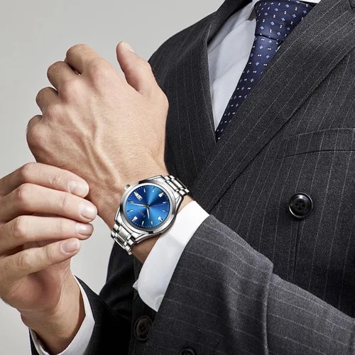 Vista 3 de Mens Silver Watch Luxury Minimalist Dress Watch Classic Waterproof Watches for Men Analog Quartz Stainless Steel Men's Wrist Watches with Date
