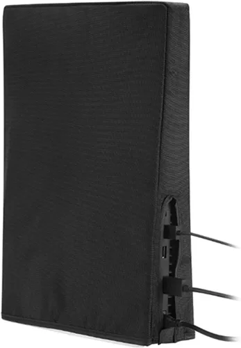 Vista 7 de Cubierta antipolvo para PS5, protector de polvo vertical de tela Oxford para consola digital PS5 y para consola PS5 CD ROM (negro)