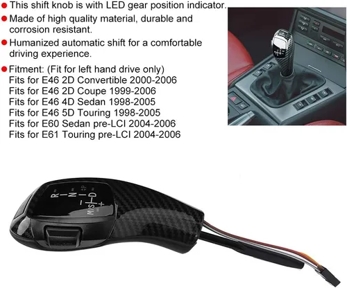 Vista 2 de Acouto Pomo de palanca de cambios automático para E46 E60 E61 Refit para coche F30 eléctrico LHD automático LED palanca de cambios Kit