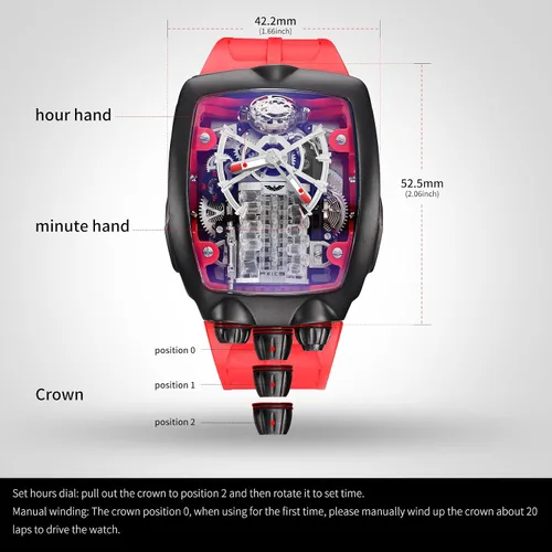 Vista 4 de FEICE Watches for Men Automatic Skeleton Watch Waterproof Mineral Glass Japanese Movement Supercar Wristwatch Anti Shock Business Tourbillon FM666
