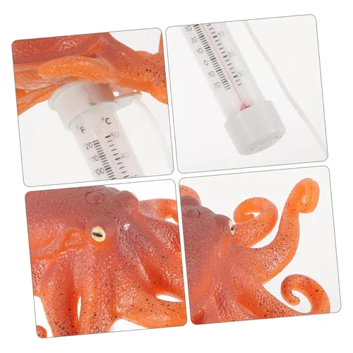 Vista 8 de POPETPOP Floating Water Thermometer for Pool and Bathtub Cartoon Octopus Design Accurate Bath Water Temperature Measuring Tool for Spas Aquariums