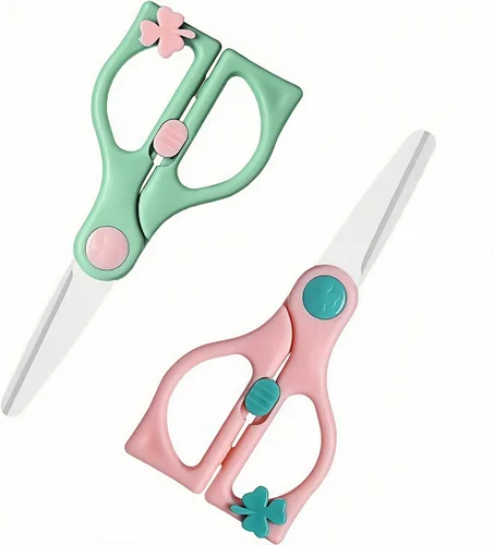 Vista 3 de Tijeras de comida para bebés, tijeras de cocina de cerámica seguras para niños pequeños con bloqueo de seguridad y estuche de viaje, las mejores