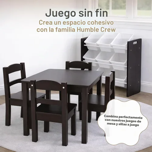 Vista 8 de Humble Crew Organizador de almacenamiento de juguetes con 9 contenedores de Espresso/Blanco