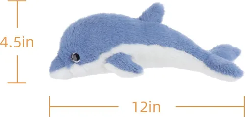 Vista 6 de Apricot Lamb Peluche de delfín azul oscuro para niños, juguetes de peluche suaves y lindos para bebés niñas y niños, 12 pulgadas