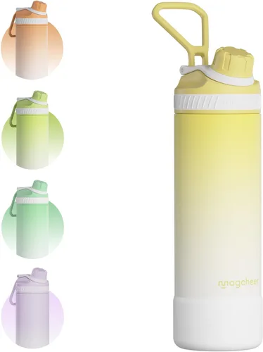 Vista 11 de Botella de agua aislada de 24 onzas, acero inoxidable al vacío de doble pared, diseño de boca ancha, botella reutilizable a prueba de fugas