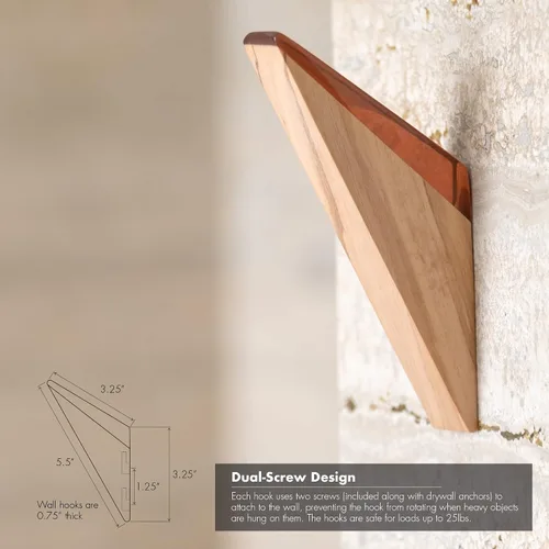 Vista 5 de LINE+ARC Gancho de pared de madera de olivo con tapa acrílica