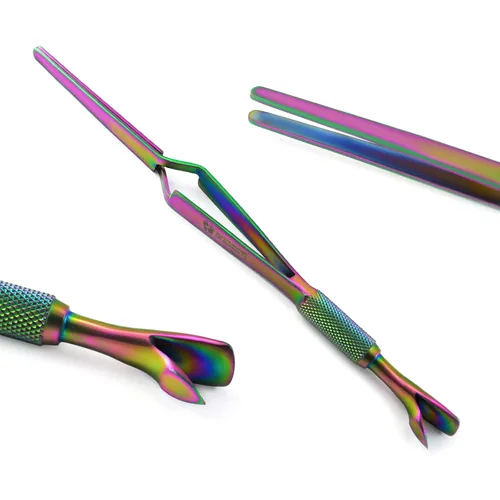 Vista 3 de Kit de manicura y pedicura profesional de 5 piezas, multicolor, empujador de cutículas, pinzas, pinzas, pinzas, pinzas, varita mágica