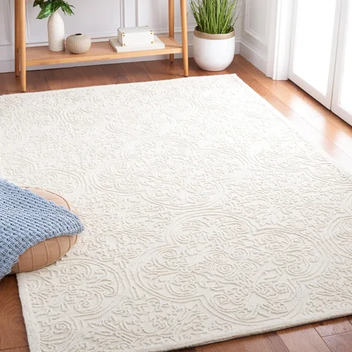 Vista 26 de SAFAVIEH Trace Collection - Alfombra decorativa de 2 x 3 pies, color marfil, lana hecha a mano, ideal para zonas de alto tráfico en entrada, sala