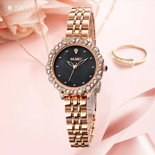 Vista 3 de SKMEI Women Watch, Leather Elegant Wrist Watch for Lady Girls, Analog Quartz Waterproof Watches for Women