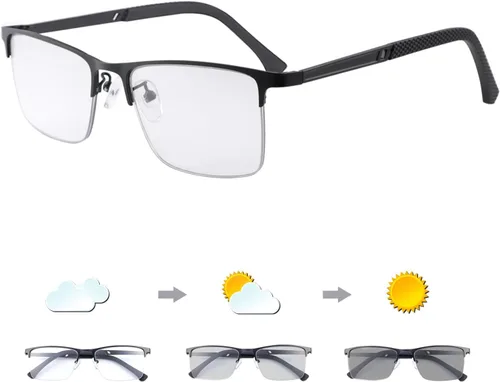 Vista 3 de Gafas de lectura fotocromáticas progresivas multienfoque para hombres y mujeres, gafas de luz azul para lectura