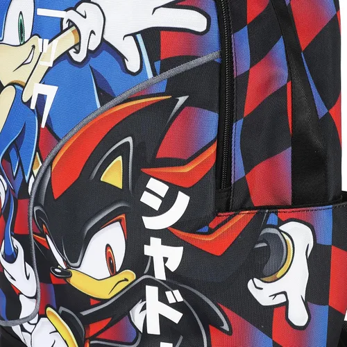 Vista 5 de Bioworld Sonic The Hedgehog Sonic & Shadow Mochila negra para adultos de 18.5 pulgadas