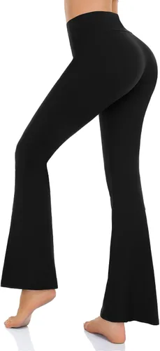Vista 3 de Pantalones de yoga con corte de bota para mujer, leggings acampanados para mujer, cintura alta, cruzada, entrenamiento, descanso, pantalones