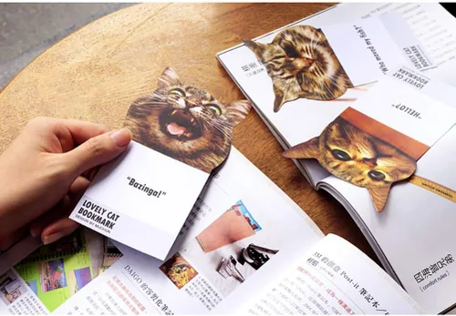Vista 2 de 3 marcadores de libro de perros y gatos, marcadores divertidos de libros de perros y gatos, marcadores divertidos de páginas para niños y adultos